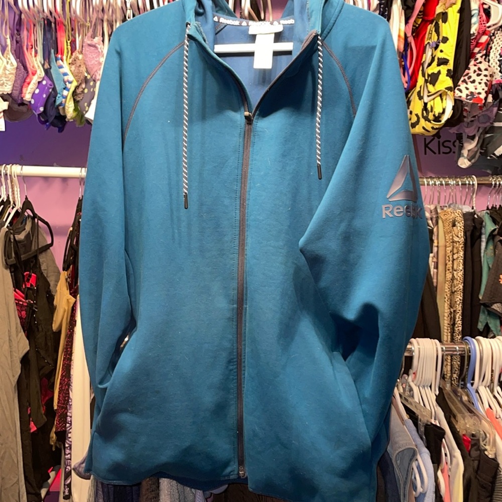 Men’s Reebok zipper hoodie jacket zipper pockets blue like new